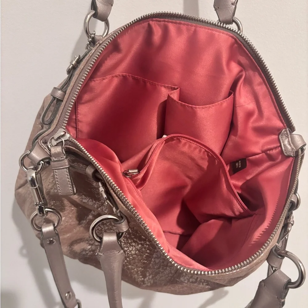 Coach Metallic Tan Leather Hobo Bag